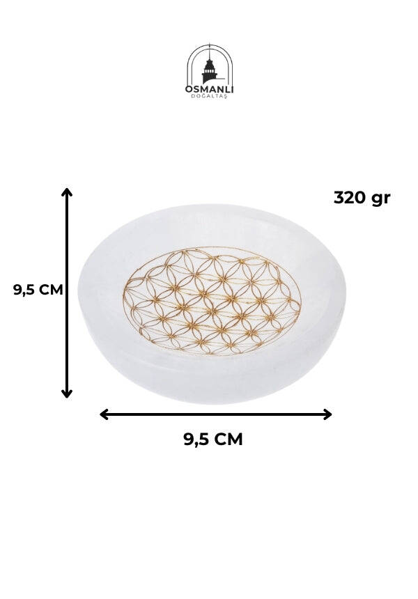 Sertifikalı Altın Renkli Motifli Selenit Tabak - 5