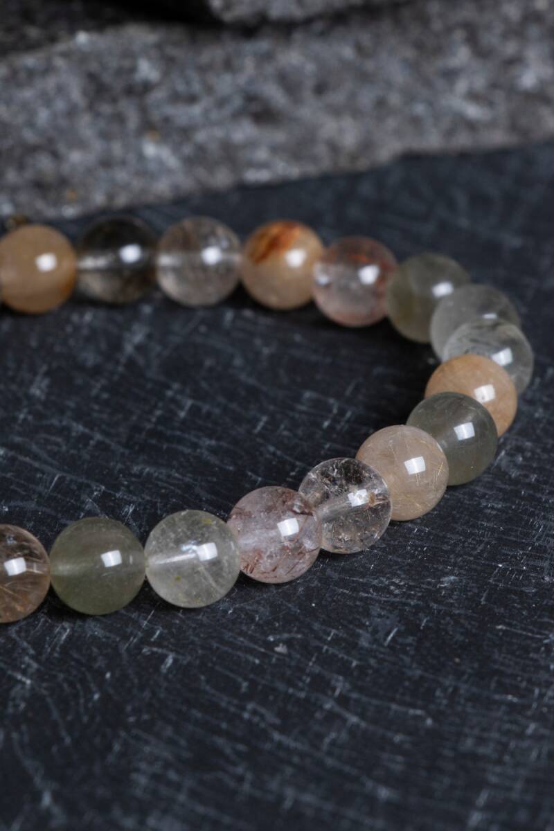 Sertifikalı Altın Rutilli Kuvars Doğal Taş Bileklik (SK:169) - 3