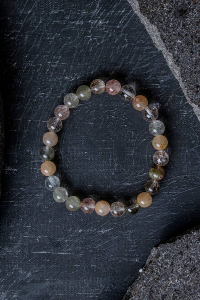 Sertifikalı Altın Rutilli Kuvars Doğal Taş Bileklik (SK:169) - 5