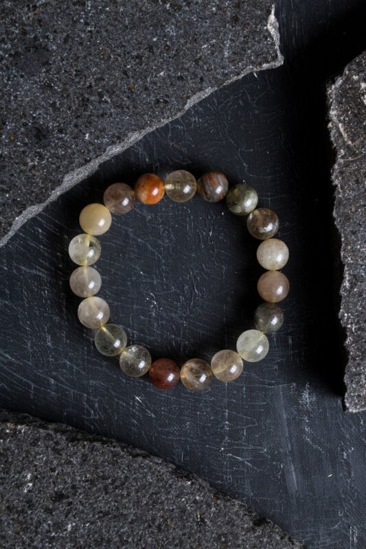 Sertifikalı Altın Rutilli Kuvars Doğal Taş Bileklik (SK:173) - 4