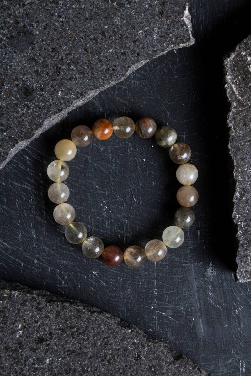 Sertifikalı Altın Rutilli Kuvars Doğal Taş Bileklik (SK:173) - 4