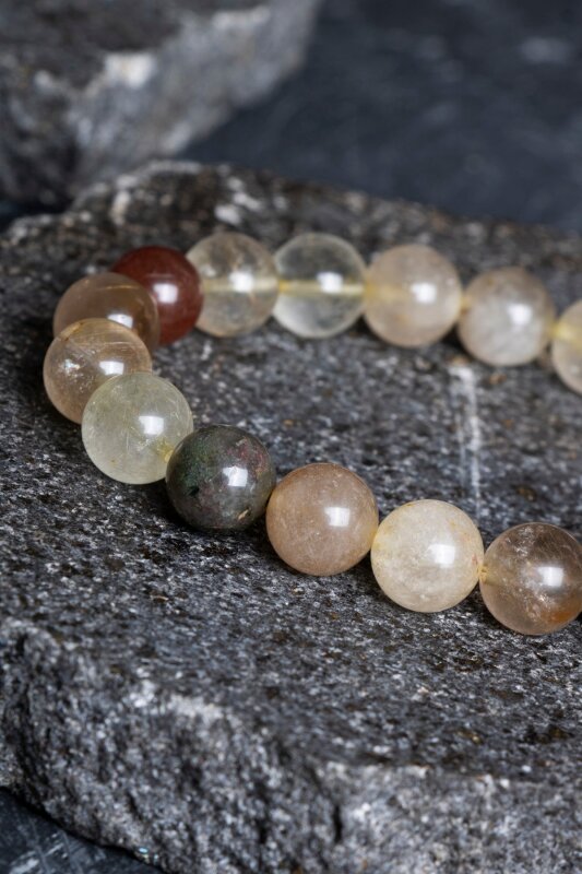 Sertifikalı Altın Rutilli Kuvars Doğal Taş Bileklik (SK:173) - 5