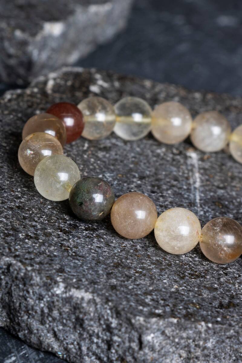 Sertifikalı Altın Rutilli Kuvars Doğal Taş Bileklik (SK:173) - 5