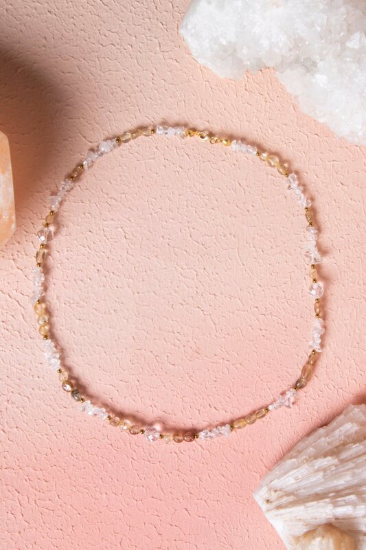 Sertifikalı Altın Rutilli Kuvars, Kuvars, Hematit Doğal Taş Kolye (SK:023) - Doğal Taş