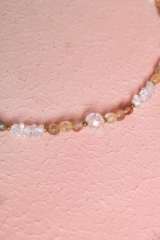 Sertifikalı Altın Rutilli Kuvars, Kuvars, Hematit Doğal Taş Kolye (SK:023) - 3