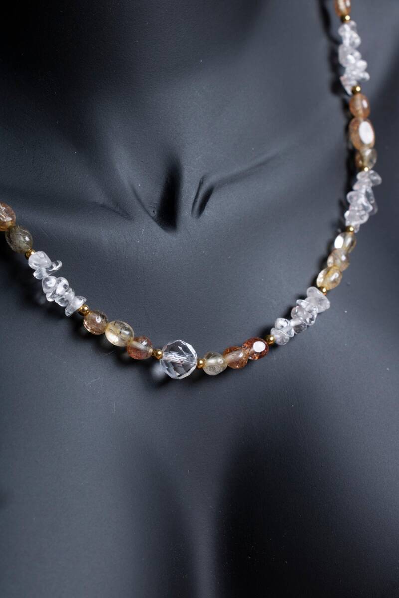 Sertifikalı Altın Rutilli Kuvars, Kuvars, Hematit Doğal Taş Kolye (SK:023) - 5