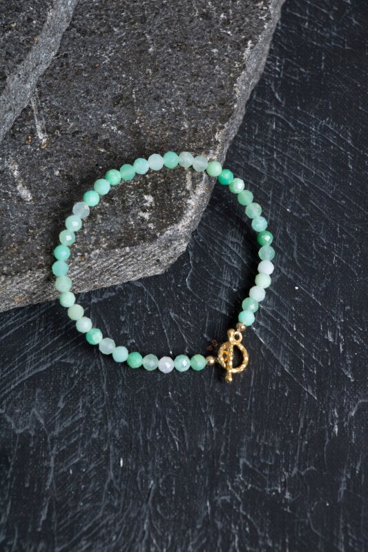 Sertifikalı Amazonit Fasetli Altın Kaplama Doğal Taş Bileklik - 1