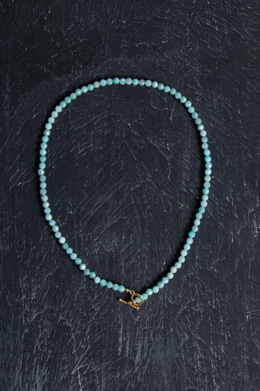 Sertifikalı Amazonit Fasetli Altın Kaplama Doğal Taş Set - 3