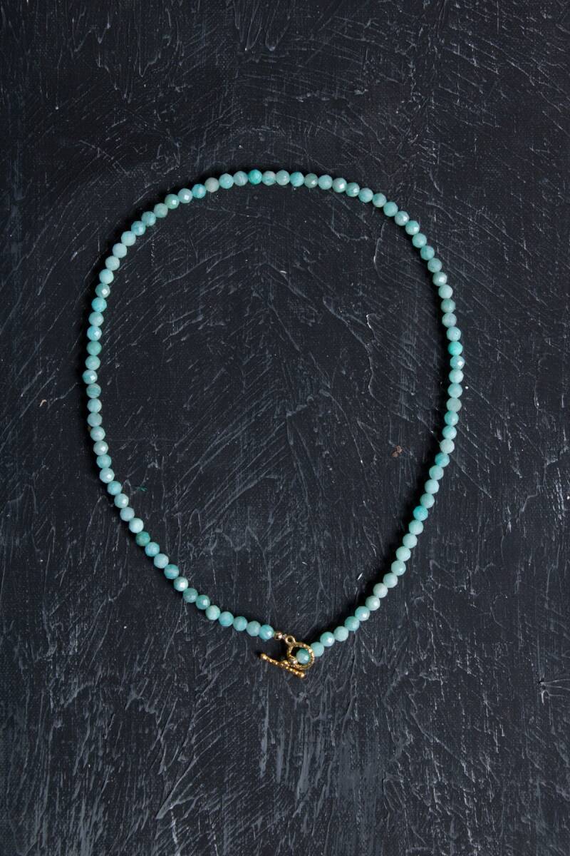 Sertifikalı Amazonit Fasetli Altın Kaplama Doğal Taş Set - 3