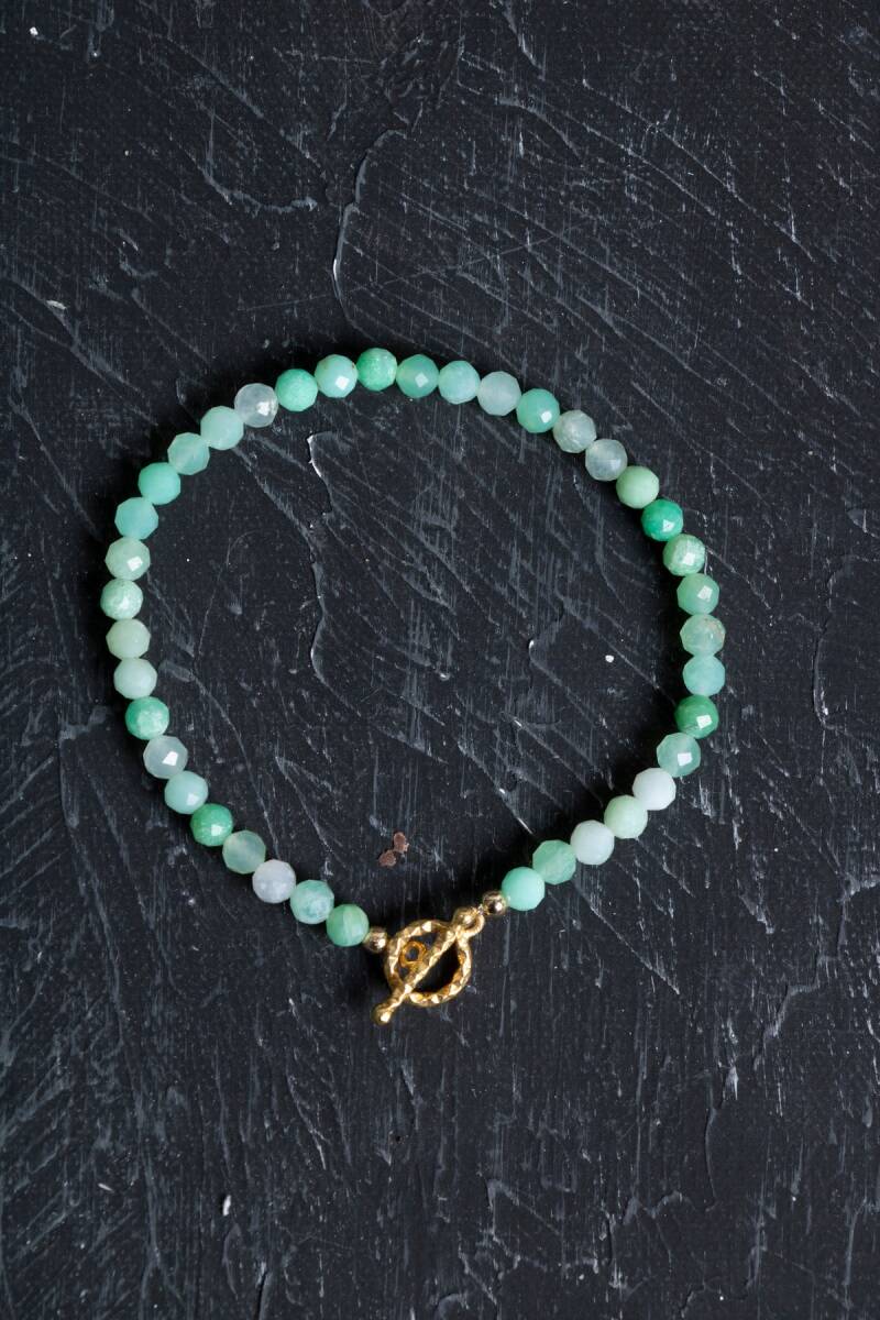 Sertifikalı Amazonit Fasetli Altın Kaplama Doğal Taş Set - 4