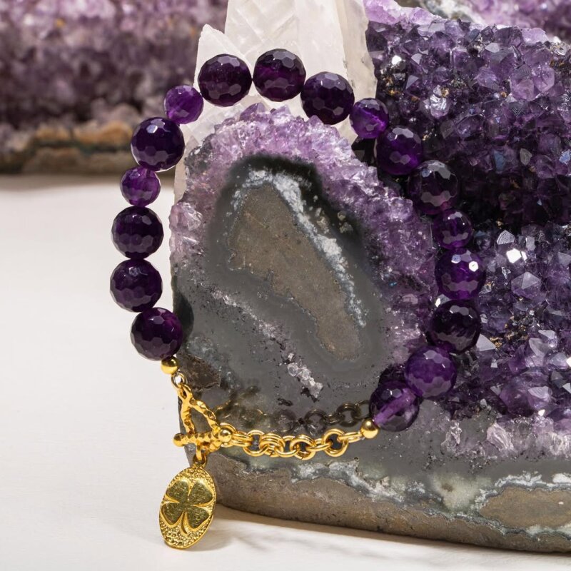 Sertifikalı Ametist Gümüş Aparatlı Doğal Taş Bileklik (SK:342) - 3