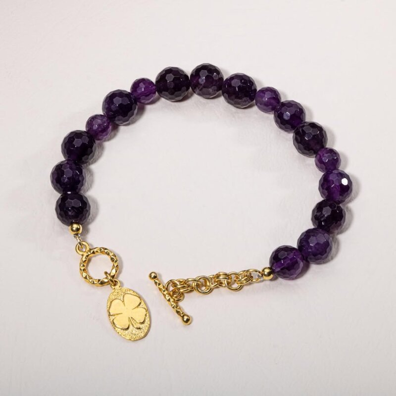 Sertifikalı Ametist Gümüş Aparatlı Doğal Taş Bileklik (SK:342) - 4