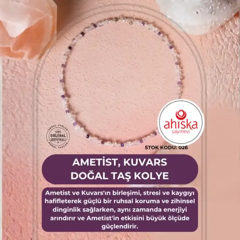 Sertifikalı Ametist, Kuvars Doğal Taş Kolye (SK:026) - 2