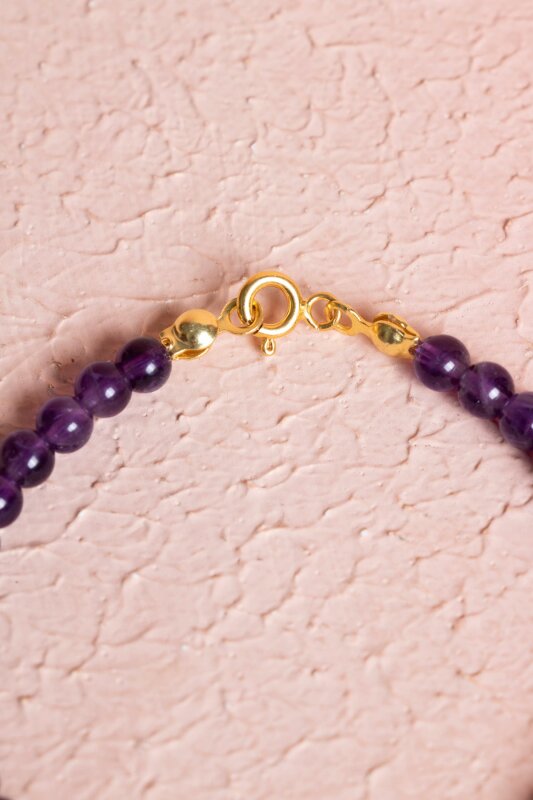 Sertifikalı Ametist, Pembe Kuvars Gümüş Aparatlı Doğal Taş Bileklik (SK:058) - 4