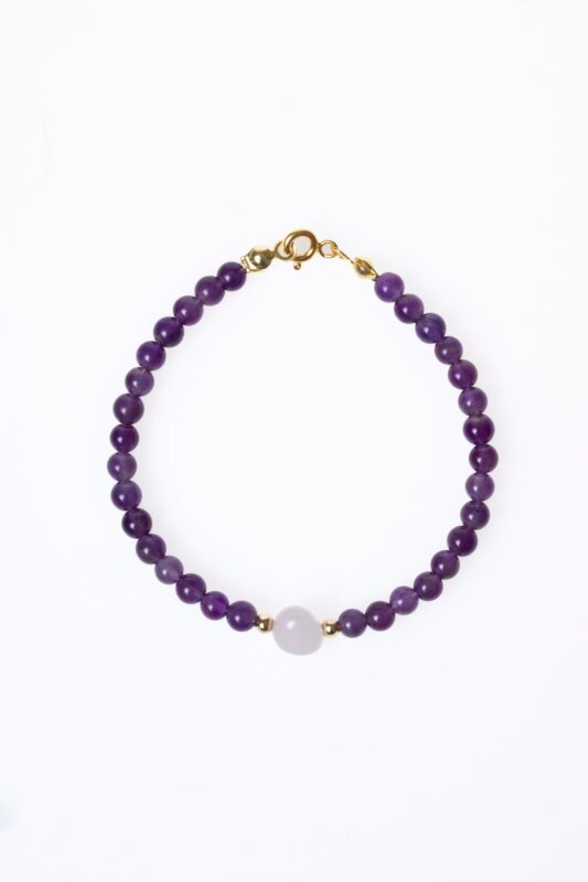 Sertifikalı Ametist, Pembe Kuvars Gümüş Aparatlı Doğal Taş Bileklik (SK:058) - 6