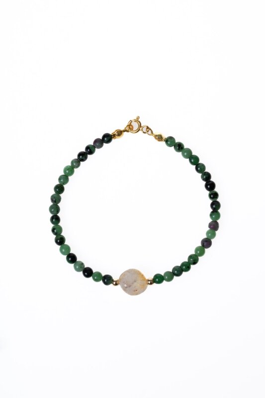 Sertifikalı Anyolit, Sitrin Gümüş Kapama Doğal Taş Bileklik (SK:060) - 6