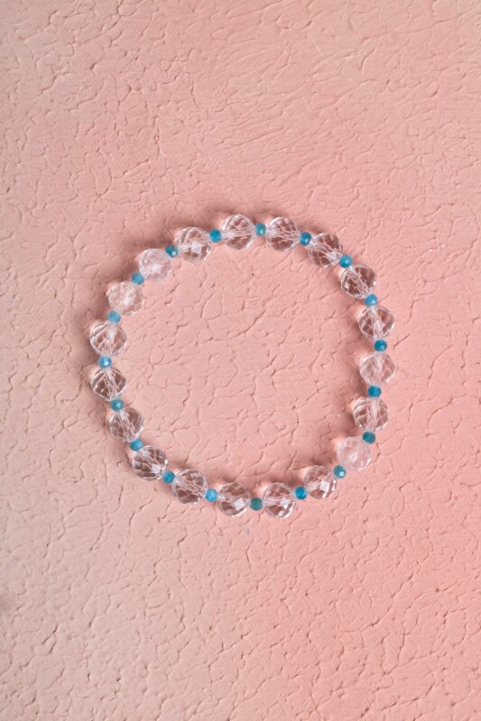 Sertifikalı Apatit, Kristal Kuvars Doğal Taş Bileklik (SK:370) - Doğal Taş