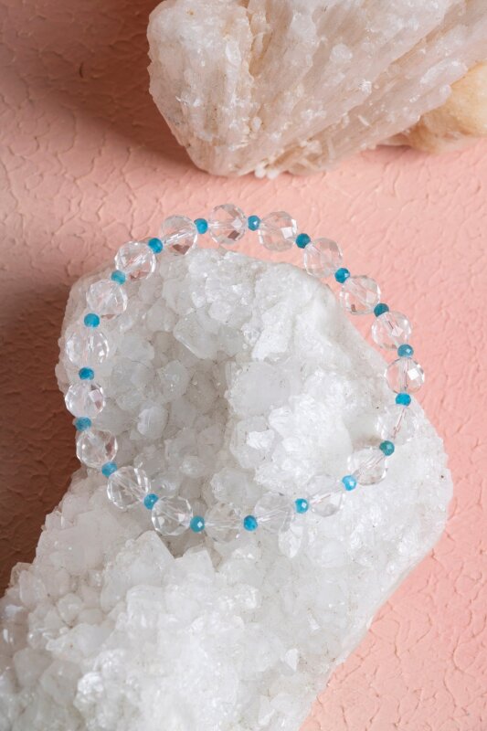 Sertifikalı Apatit, Kristal Kuvars Doğal Taş Bileklik (SK:370) - 4