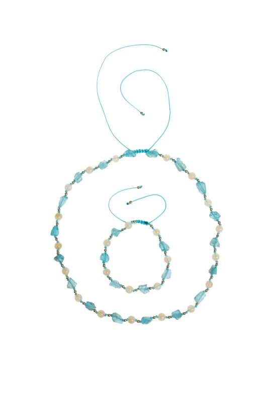 Sertifikalı Apatit, Sitrin Naturel Doğal Taş Makrome Set - 5