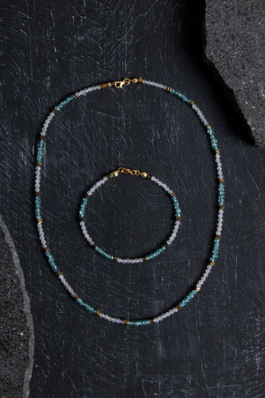 Sertifikalı Apatit ve Pembe Kuvars Doğaltaş Takım - 4