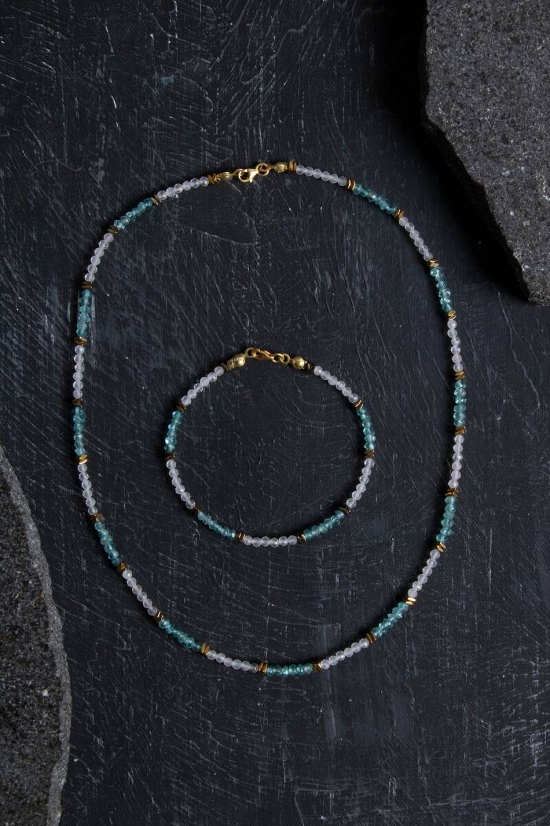 Sertifikalı Apatit ve Pembe Kuvars Doğaltaş Takım - 4