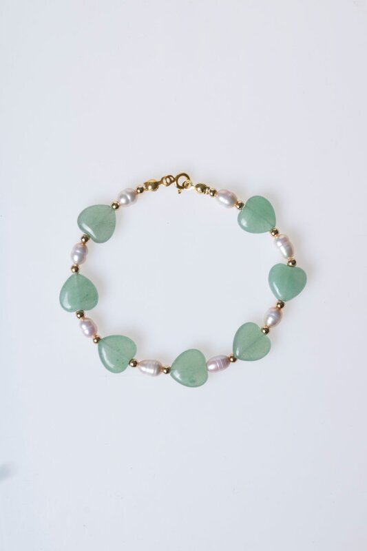 Sertifikalı Aventurin, İnci Gümüş Kapama Doğal Taş Bileklik (SK:181) - 6