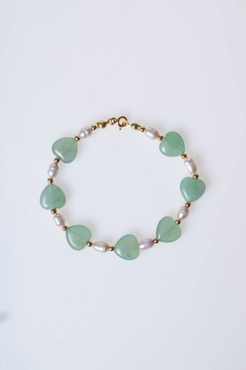 Sertifikalı Aventurin, İnci Gümüş Kapama Doğal Taş Bileklik (SK:181) - 6