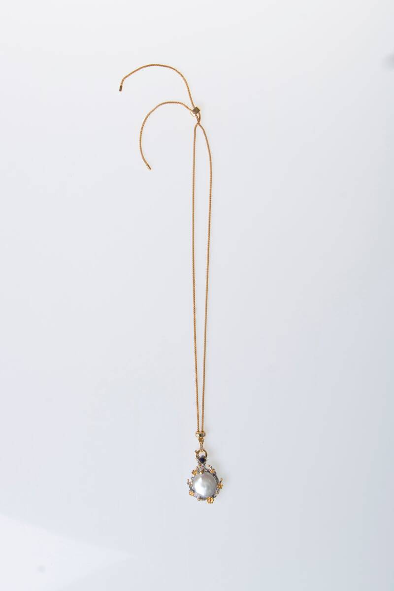 Sertifikalı Barok İnci Altın Kaplama Gümüş Özel Tasarım Doğal Taş Kolye - 2