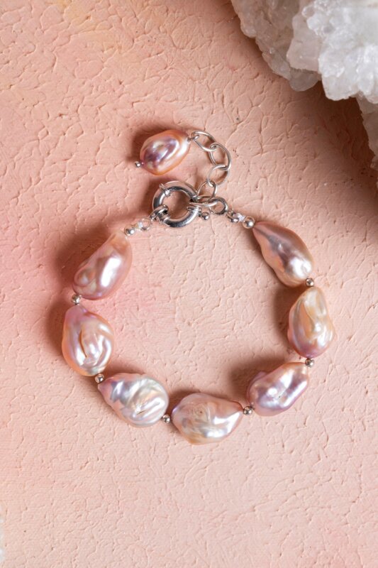 Sertifikalı Barok İnci Gümüş Kapama Doğal Taş Bileklik (SK:072) - Doğal Taş