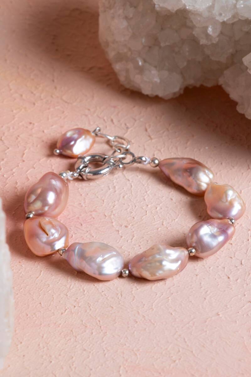 Sertifikalı Barok İnci Gümüş Kapama Doğal Taş Bileklik (SK:072) - 3