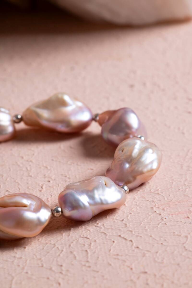 Sertifikalı Barok İnci Gümüş Kapama Doğal Taş Bileklik (SK:072) - 4