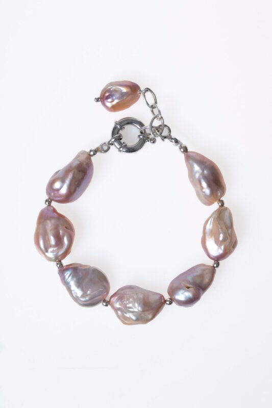 Sertifikalı Barok İnci Gümüş Kapama Doğal Taş Bileklik (SK:072) - 6