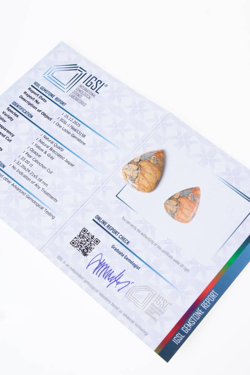 Sertifikalı Damla Jasper Kabaşon (S.K:327) - 1