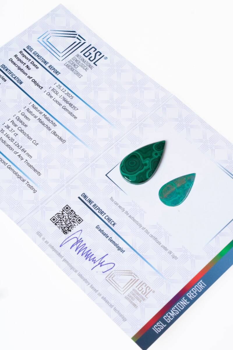 Sertifikalı Damla Malahit Kabaşon (S.K:338) - 1