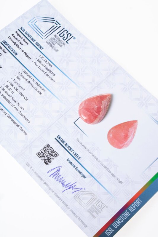 Sertifikalı Damla Rodokrozit Kabaşon (S.K:313) - Doğal Taş