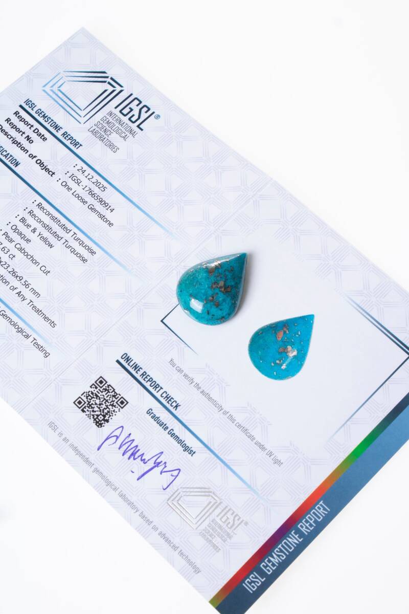 Sertifikalı Damla Turkuaz Kabaşon (S.K:333) - 1