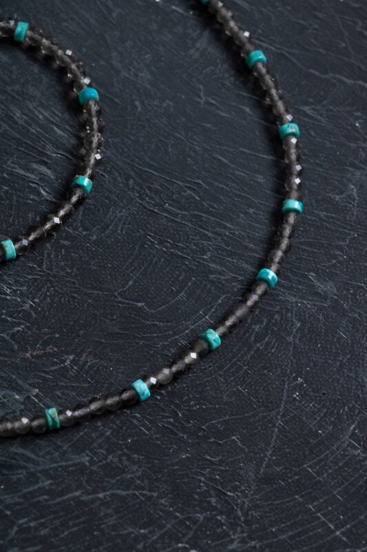 Sertifikalı Dumanlı Kuvars, Turkuaz Doğal Taş Set - 3