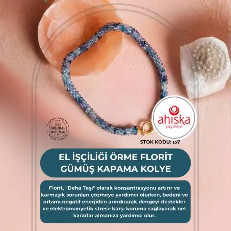 Sertifikalı El İşçiliği Örme Florit Gümüş Kapama Kolye (SK:137) - 2