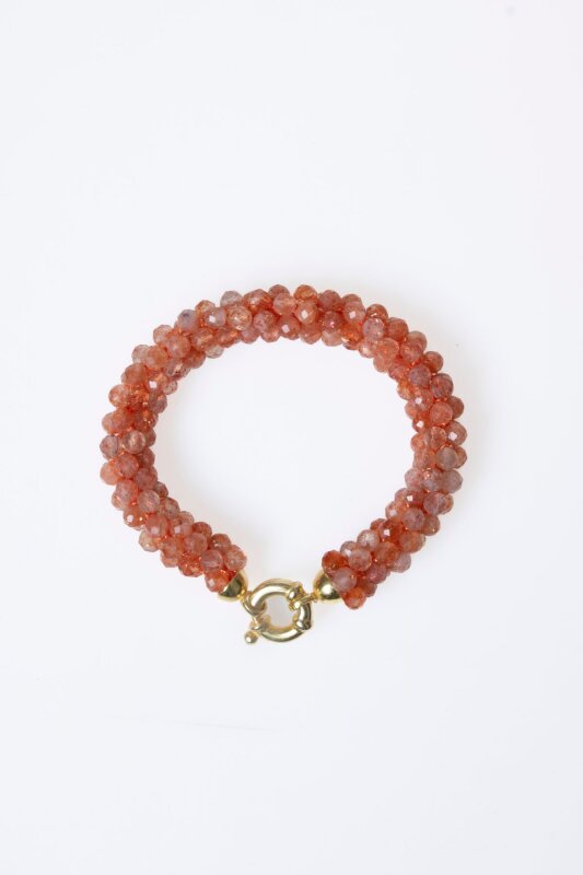 Sertifikalı El İşçiliği Örme Güneş Taşı Gümüş Kapama Bileklik (SK:102) - 6