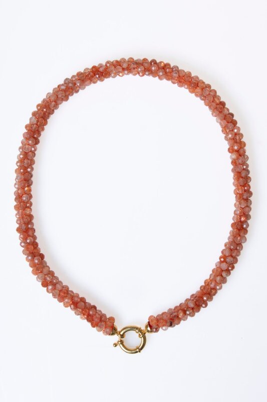 Sertifikalı El İşçiliği Örme Güneş Taşı Gümüş Kapama Kolye (SK:101) - 6