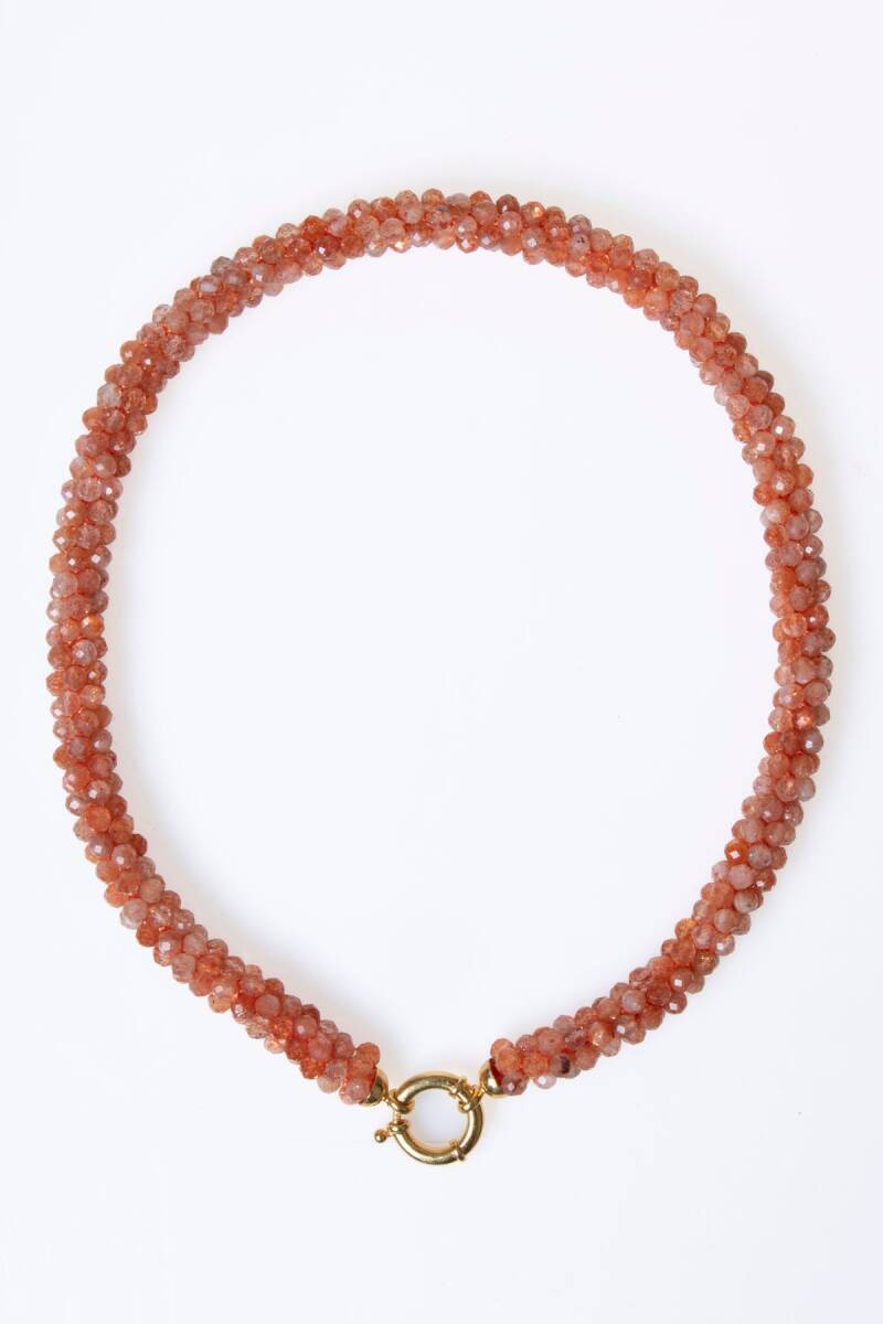 Sertifikalı El İşçiliği Örme Güneş Taşı Gümüş Kapama Kolye (SK:101) - 6