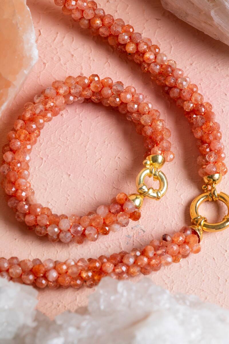 Sertifikalı El İşçiliği Örme Güneş Taşı Gümüş Kapama Set (SK:100) - 3