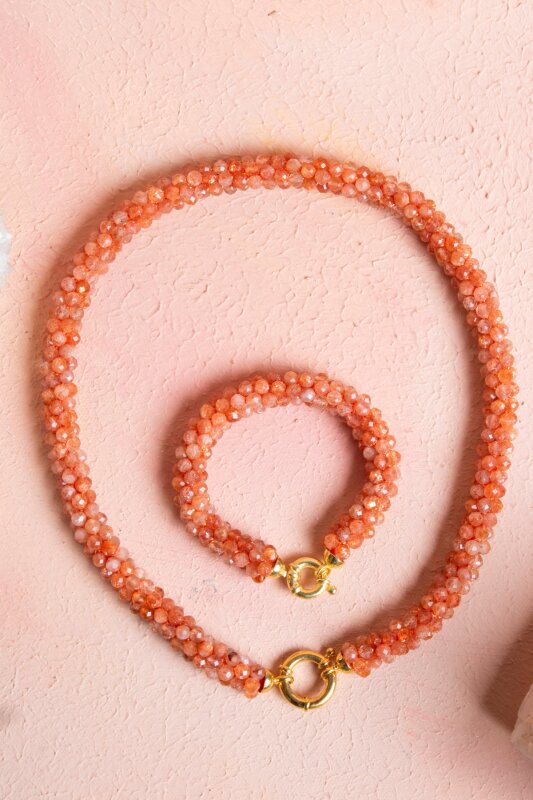 Sertifikalı El İşçiliği Örme Güneş Taşı Gümüş Kapama Set (SK:100) - 4