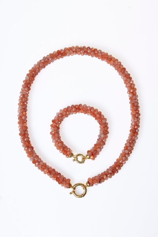 Sertifikalı El İşçiliği Örme Güneş Taşı Gümüş Kapama Set (SK:100) - 6