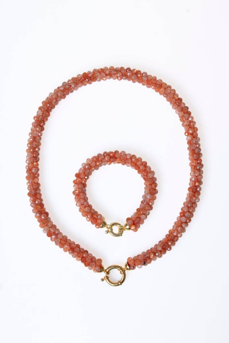 Sertifikalı El İşçiliği Örme Güneş Taşı Gümüş Kapama Set (SK:100) - 6