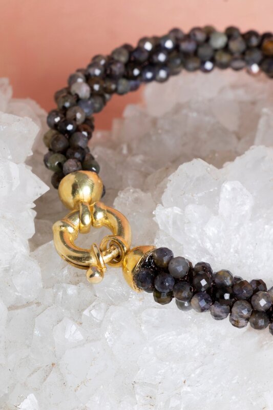 Sertifikalı El İşçiliği Örme Labradorit Gümüş Kapama Bileklik (SK:135) - 5