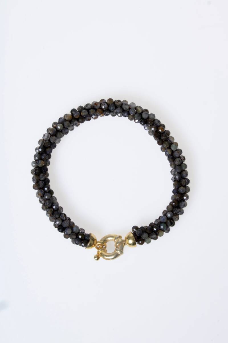 Sertifikalı El İşçiliği Örme Labradorit Gümüş Kapama Bileklik (SK:135) - 6