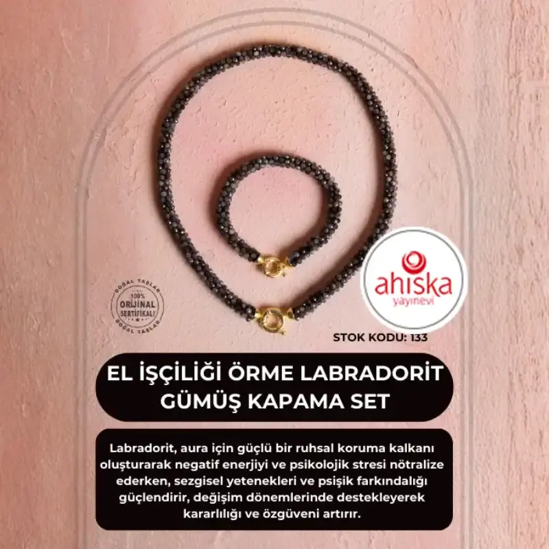 Sertifikalı El İşçiliği Örme Labradorit Gümüş Kapama Set (SK:133) - 2