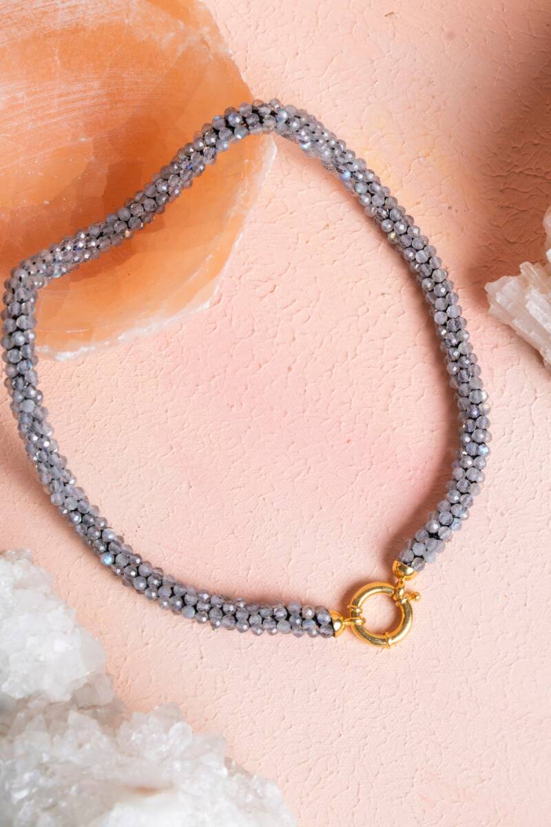 Sertifikalı El İşçiliği Örme Labradorit Kapama Kolye (SK:116) - 1