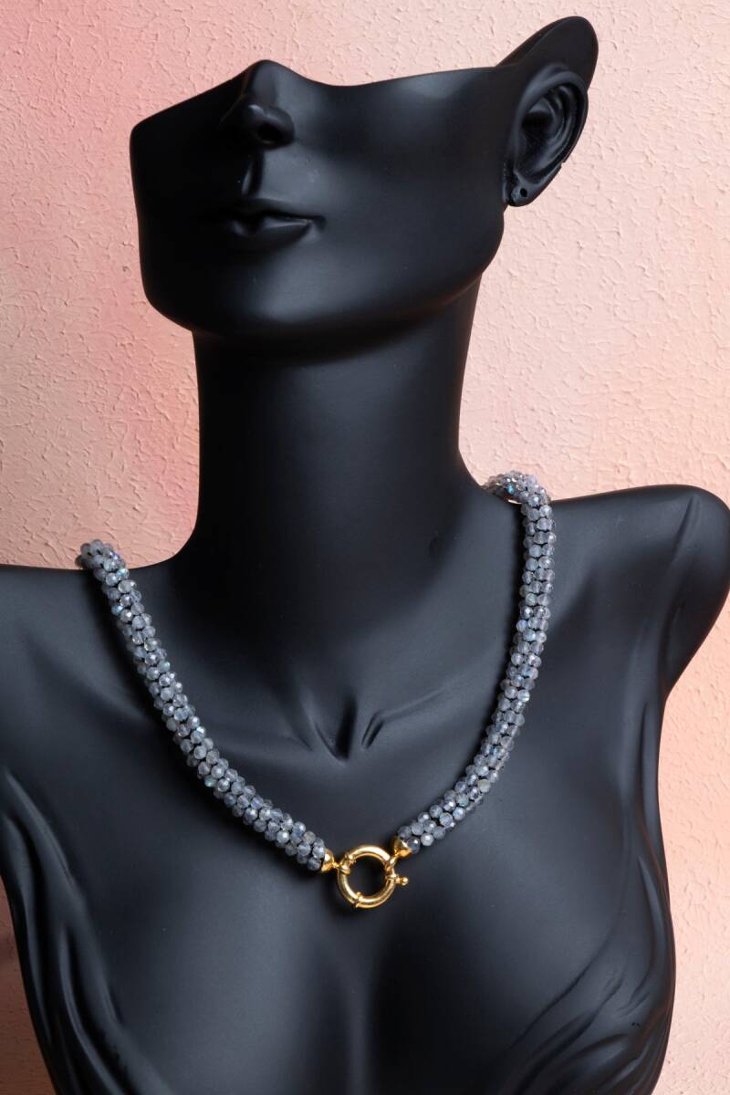 Sertifikalı El İşçiliği Örme Labradorit Kapama Kolye (SK:116) - 3